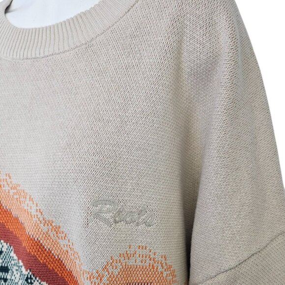 Roots Mens Landscape Intarsia Crewneck Long Sleeve Sweatshirt, Stretch, Size 2XL - Picture 8 of 11